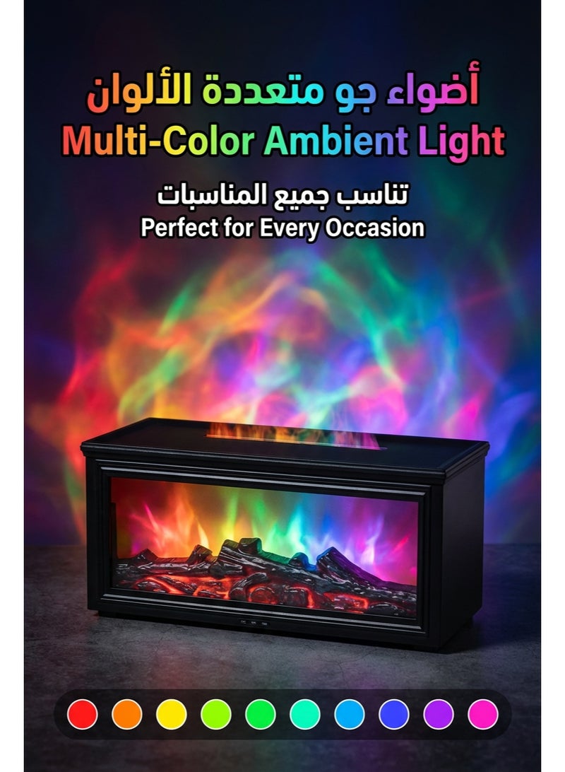 Essential Oil Diffuser | Fireplace Flame-Shaped Essential Oil Diffuser | Upgraded Aromatherapy Humidifier with 7 Flame Colors | Quiet Operation, 280ml, with Remote Control | Ideal for Bedrooms and Home Offices (Black Fireplace) - Image 5